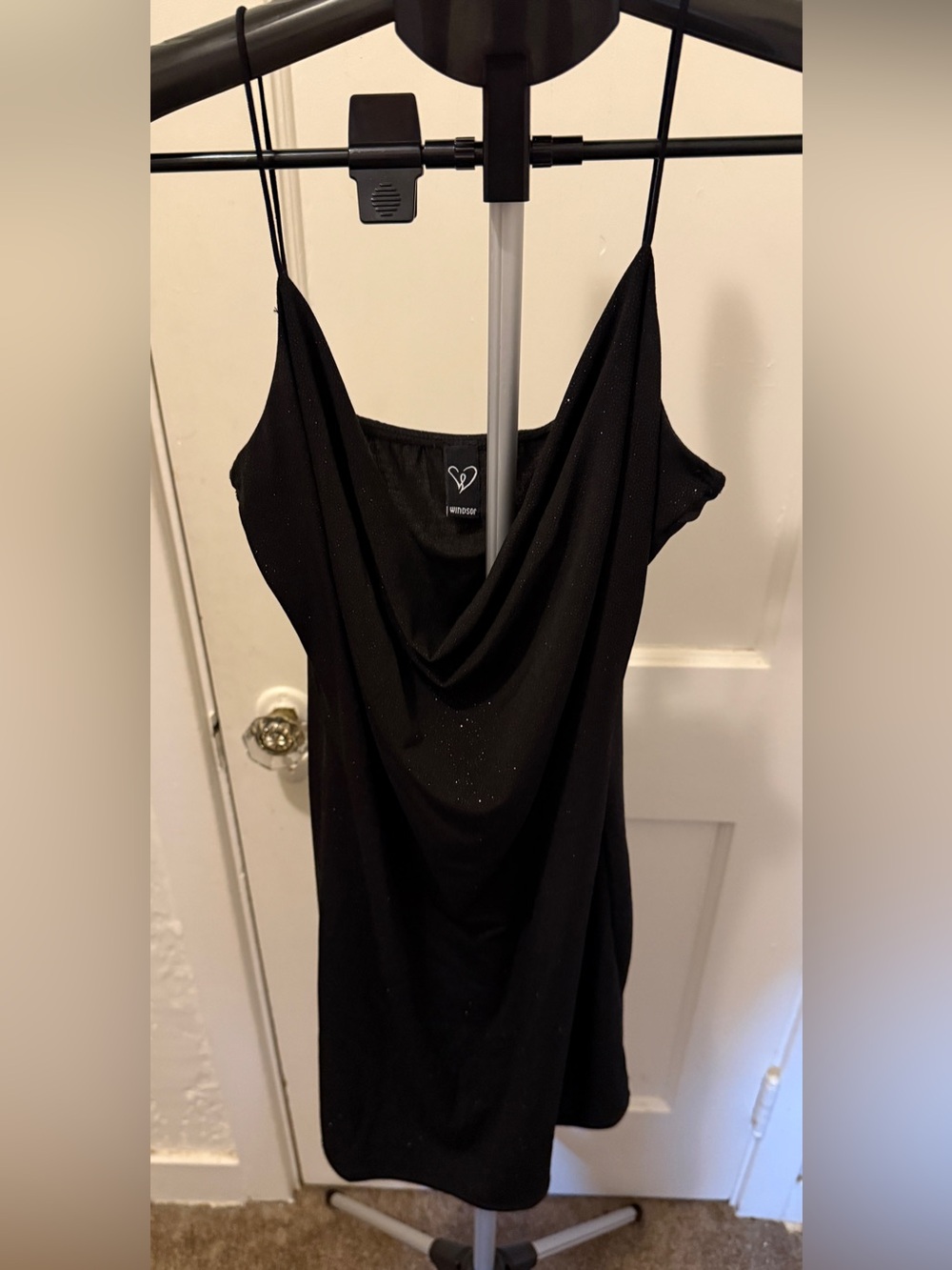 Windsor Black Sparkle Cowl Neck Slip Dress
